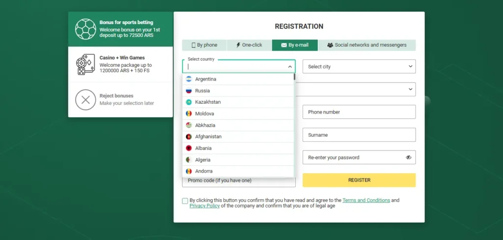 betwinner register by email